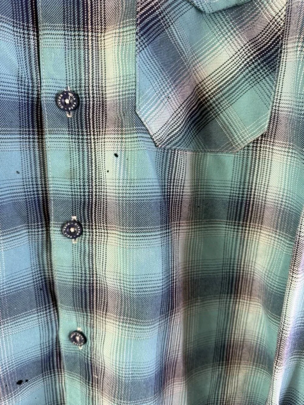 DIXXON Blue Marlin Plaid Flannel Pocket Button Shirt - Picture 7 of 11